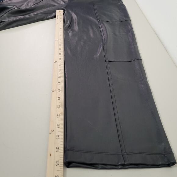 Joie Women's Black Faux Leather High Waist Cropped Straight Leg Pants Pull-On XL - Picture 7 of 8